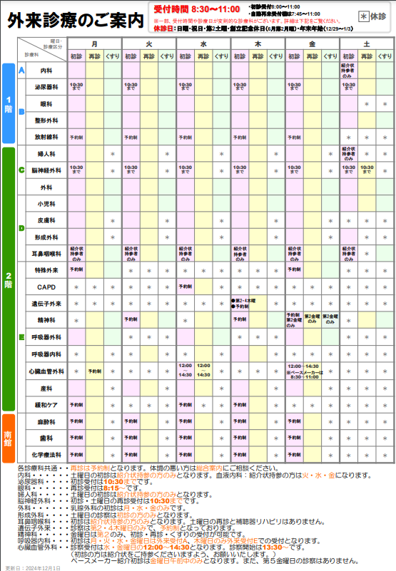 外来診療のご案内